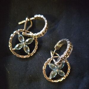 John Hardy Silver Earrings with Blue Floral Design